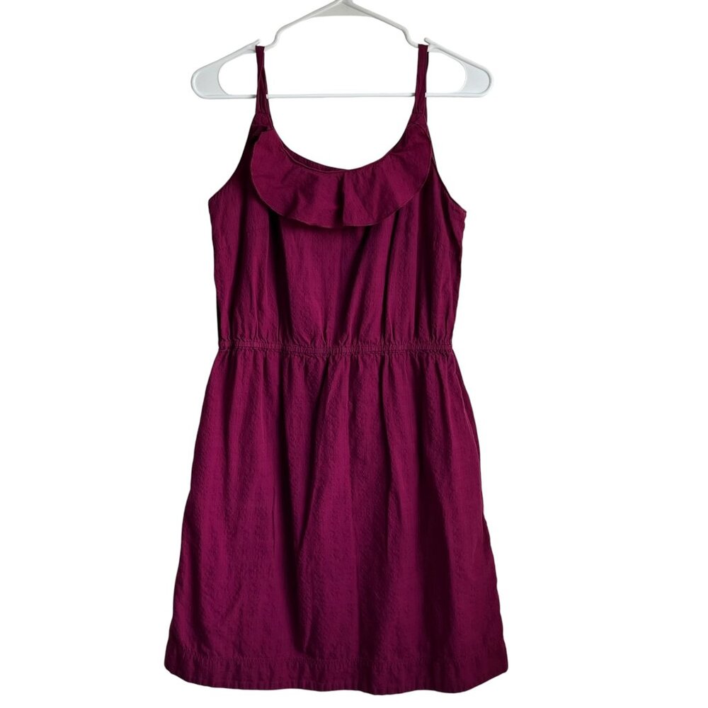 Eastern Mountain Sports 100% Cotton Pink Mini Sun Dress with Ruffle Size Medium